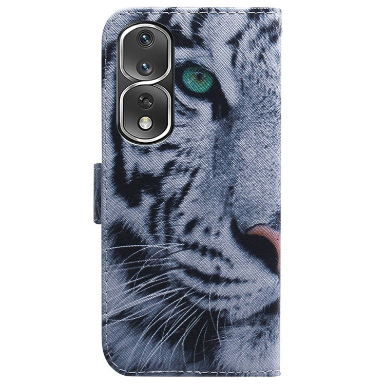 Pattern Printing Cover for Honor 80 Pro 5G , Magnetic Clasp PU Leather Wallet Stand Phone Case - Tiger Head