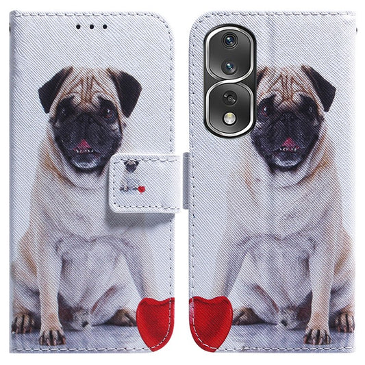 Pattern Printing Cover for Honor 80 Pro 5G , Magnetic Clasp PU Leather Wallet Stand Phone Case - Pug