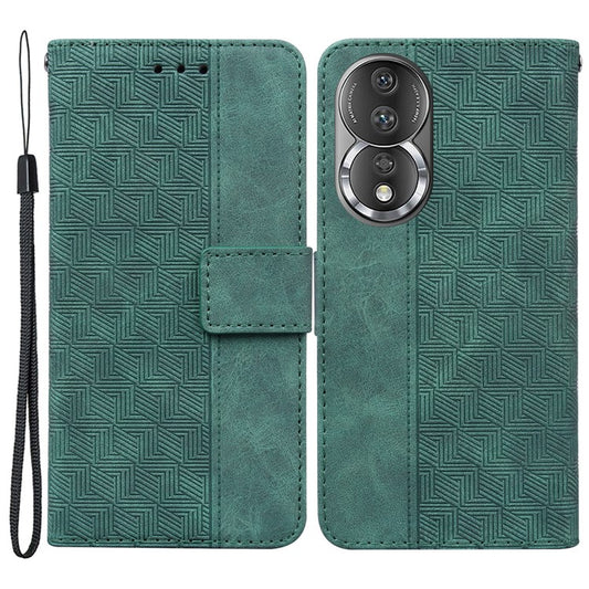 Anti-fall Phone Case For Honor 80 5G Imprinted Leather Phone Wallet Stand Protective Cover - Green