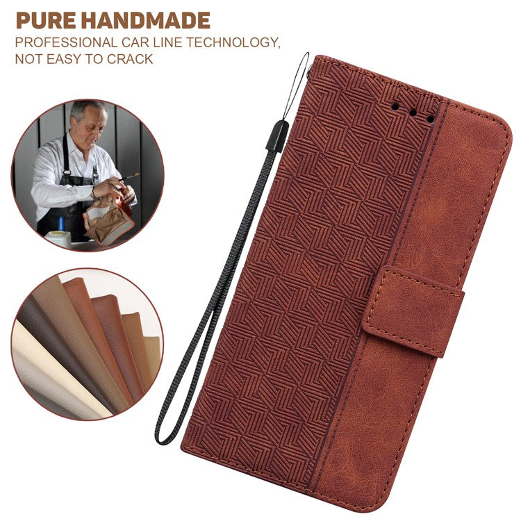 Anti-fall Phone Case For Honor 80 5G Imprinted Leather Phone Wallet Stand Protective Cover - Brown