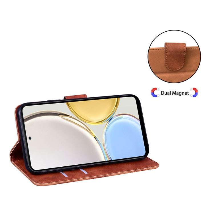 For Honor 80 5G Butterfly Printing Full Protection Phone Cover Leather Wallet Stand Smartphone Case - Brown