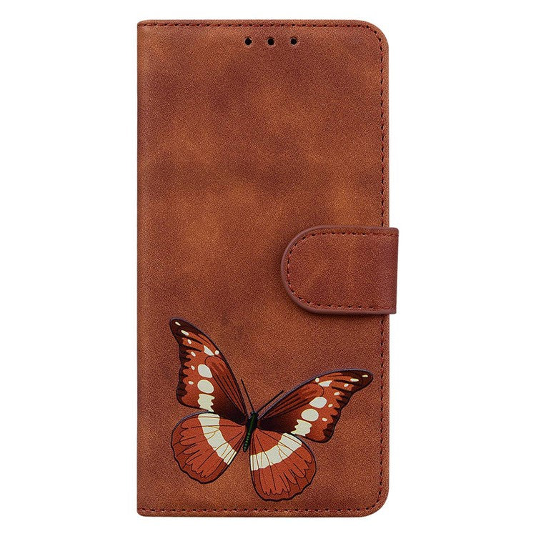 For Honor 80 5G Butterfly Printing Full Protection Phone Cover Leather Wallet Stand Smartphone Case - Brown
