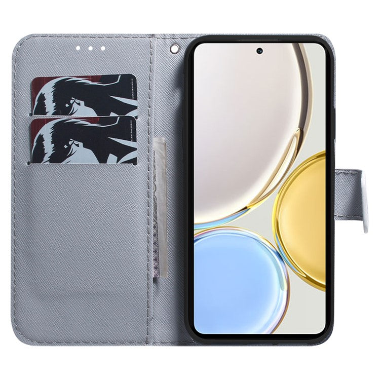 For Honor 80 5G PU Leather Stand Phone Case Pattern Printing Anti-drop Wallet Cover - Tiger Head