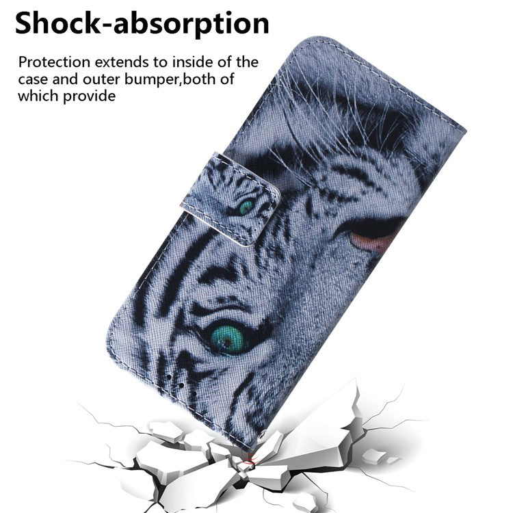 For Honor 80 5G PU Leather Stand Phone Case Pattern Printing Anti-drop Wallet Cover - Tiger Head