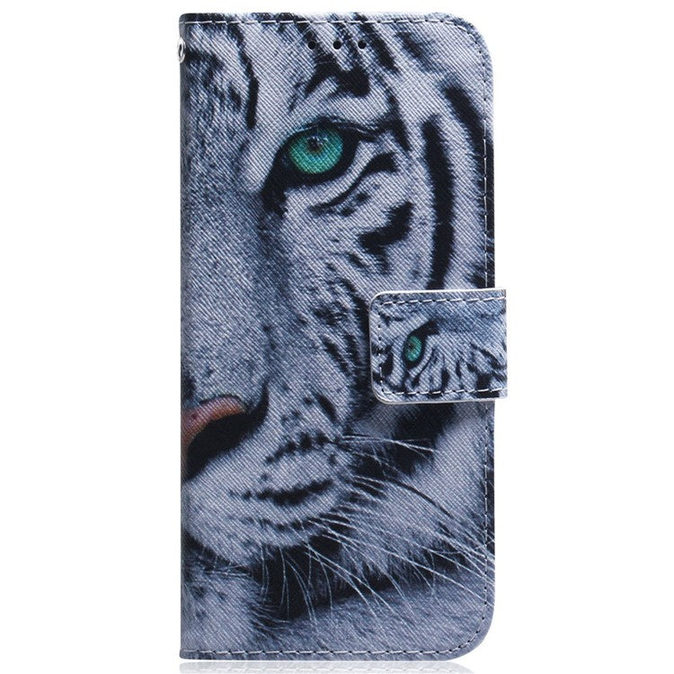 For Honor 80 5G PU Leather Stand Phone Case Pattern Printing Anti-drop Wallet Cover - Tiger Head