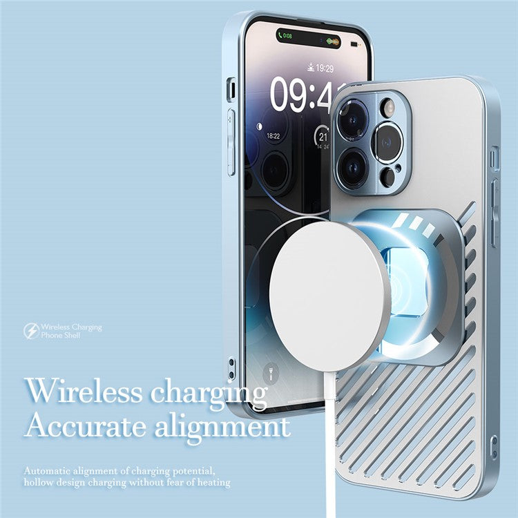 R-JUST SJ55 For iPhone 14 Pro Max Hollow Magnetic Phone Case TPU+PC+Metal Drop-proof Back Cover Compatible with MagSafe - Black