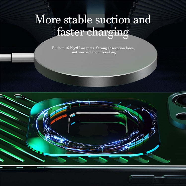 R-JUST SJ55 For iPhone 14 Pro Max Hollow Magnetic Phone Case TPU+PC+Metal Drop-proof Back Cover Compatible with MagSafe - Black
