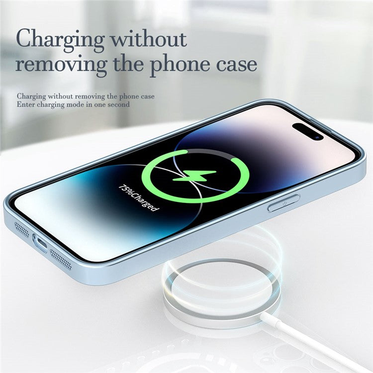 R-JUST SJ55 For iPhone 14 Pro Max Hollow Magnetic Phone Case TPU+PC+Metal Drop-proof Back Cover Compatible with MagSafe - Black