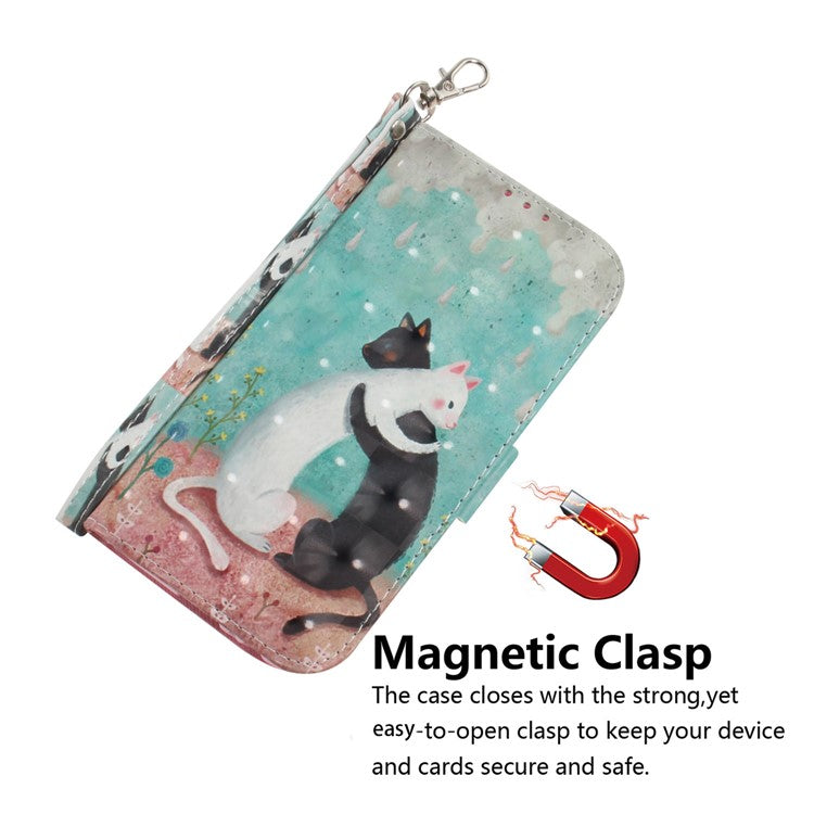 Anti-drop Phone Cover for Honor X40 5G / X9a 5G / Magic5 Lite 5G , Folio Flip Wallet Phone Case with Strap -  Two Cats