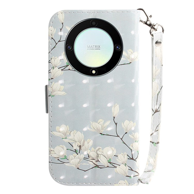 Anti-drop Phone Cover for Honor X40 5G / X9a 5G / Magic5 Lite 5G , Folio Flip Wallet Phone Case with Strap -  Magnolia