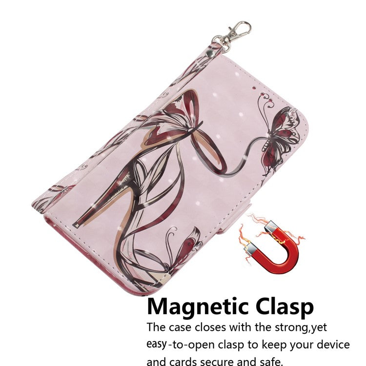 Anti-drop Phone Cover for Honor X40 5G / X9a 5G / Magic5 Lite 5G , Folio Flip Wallet Phone Case with Strap -  Butterfly High Heels