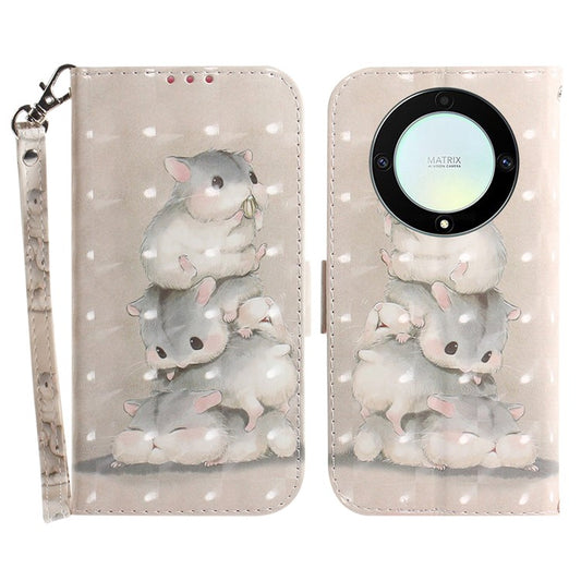 Anti-drop Phone Cover for Honor X40 5G / X9a 5G / Magic5 Lite 5G , Folio Flip Wallet Phone Case with Strap -  Stacking Squirrels