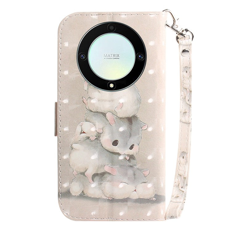 Anti-drop Phone Cover for Honor X40 5G / X9a 5G / Magic5 Lite 5G , Folio Flip Wallet Phone Case with Strap -  Stacking Squirrels