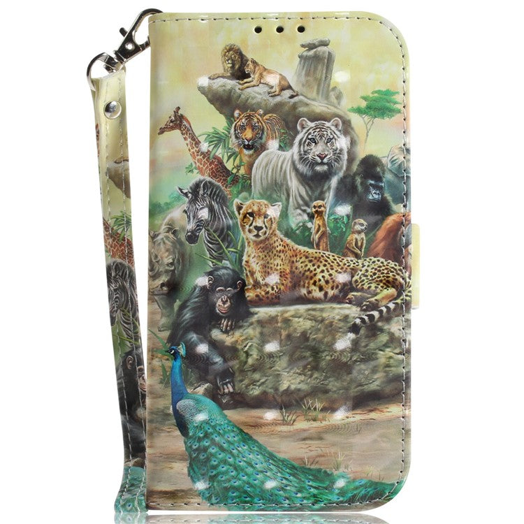 Anti-drop Phone Cover for Honor X40 5G / X9a 5G / Magic5 Lite 5G , Folio Flip Wallet Phone Case with Strap -  Animals