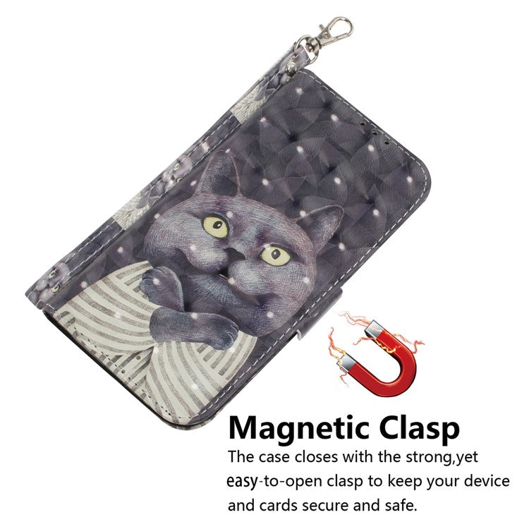 Anti-drop Phone Cover for Honor X40 5G / X9a 5G / Magic5 Lite 5G , Folio Flip Wallet Phone Case with Strap -  Embracing Cat