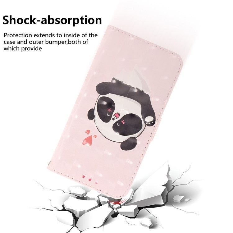 Anti-drop Phone Cover for Honor X40 5G / X9a 5G / Magic5 Lite 5G , Folio Flip Wallet Phone Case with Strap -  Love Heart Panda