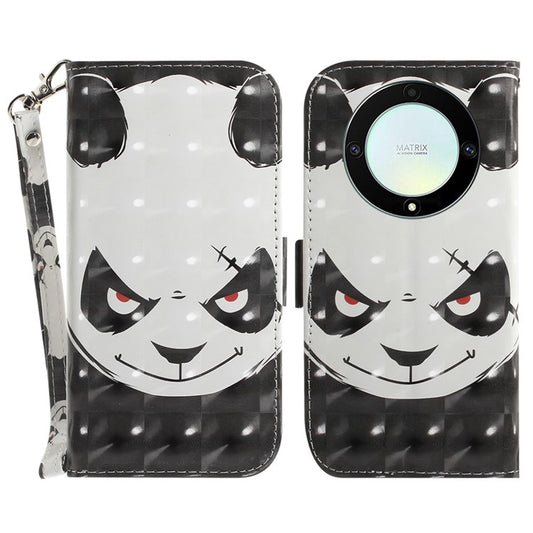 Anti-drop Phone Cover for Honor X40 5G / X9a 5G / Magic5 Lite 5G , Folio Flip Wallet Phone Case with Strap -  Angry Panda