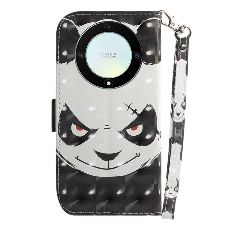 Anti-drop Phone Cover for Honor X40 5G / X9a 5G / Magic5 Lite 5G , Folio Flip Wallet Phone Case with Strap -  Angry Panda