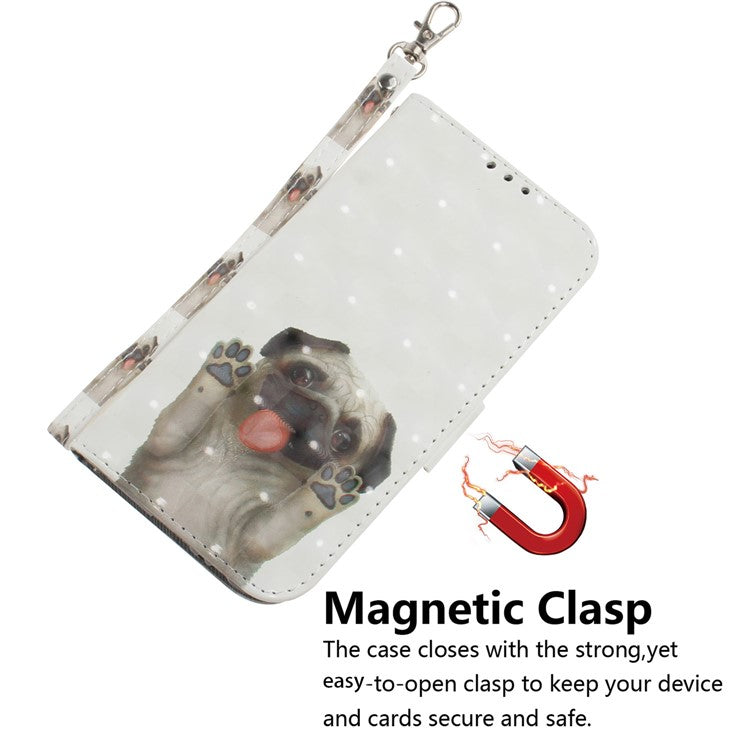 Anti-drop Phone Cover for Honor X40 5G / X9a 5G / Magic5 Lite 5G , Folio Flip Wallet Phone Case with Strap -  Pug
