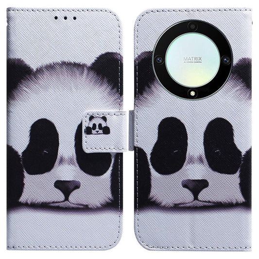For Honor X40 5G / X9a 5G / Magic5 Lite 5G Pattern Printing Stand Cover Anti-drop PU Leather Wallet Phone Case - Panda