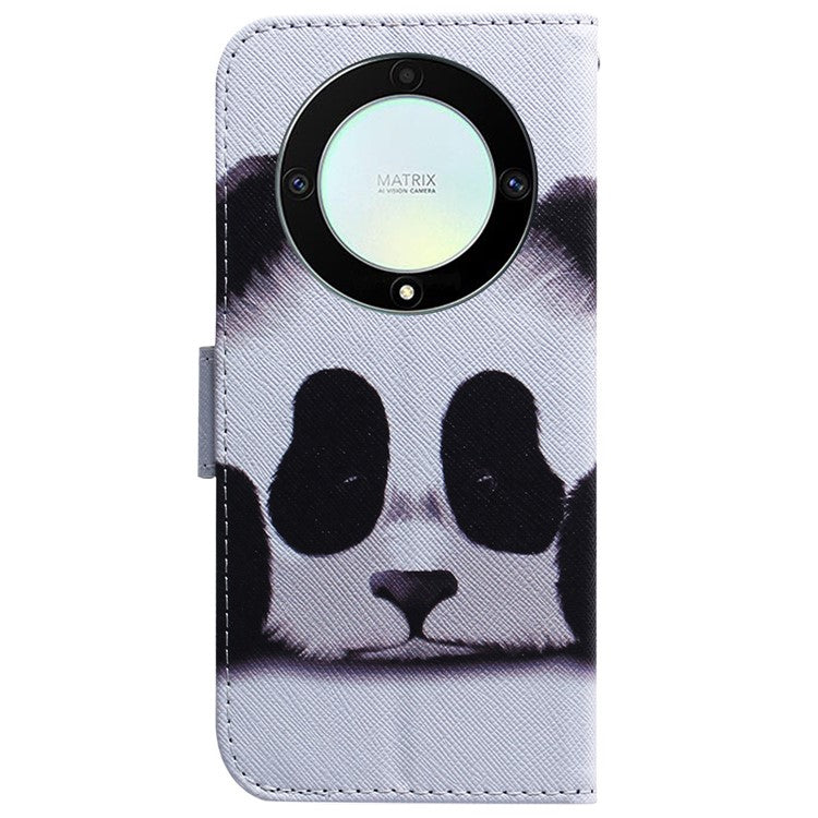 For Honor X40 5G / X9a 5G / Magic5 Lite 5G Pattern Printing Stand Cover Anti-drop PU Leather Wallet Phone Case - Panda