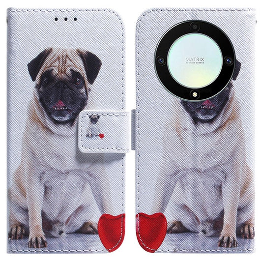 For Honor X40 5G / X9a 5G / Magic5 Lite 5G Pattern Printing Stand Cover Anti-drop PU Leather Wallet Phone Case - Pug