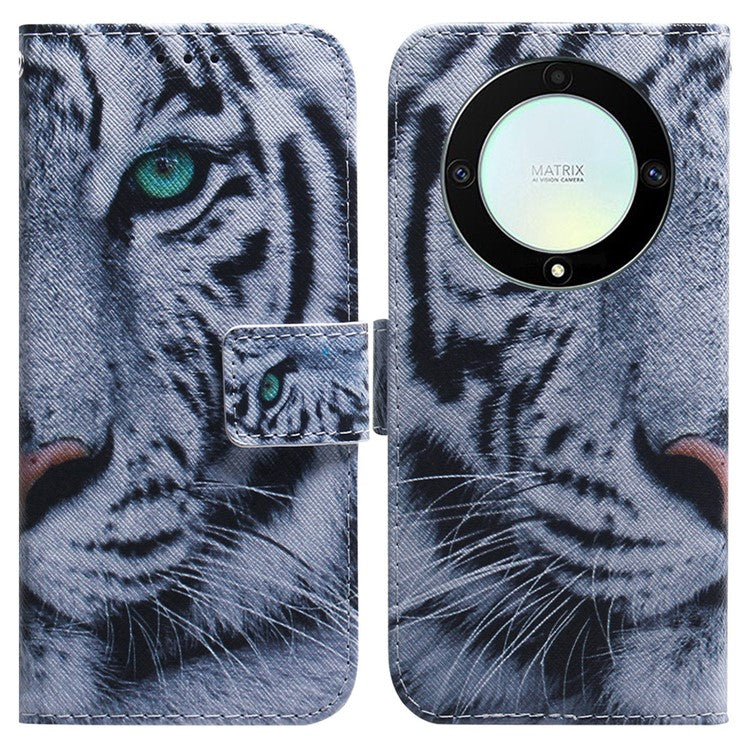 For Honor X40 5G / X9a 5G / Magic5 Lite 5G Pattern Printing Stand Cover Anti-drop PU Leather Wallet Phone Case - Tiger Head