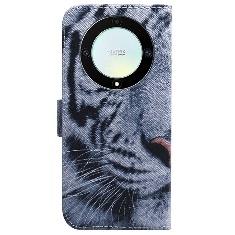 For Honor X40 5G / X9a 5G / Magic5 Lite 5G Pattern Printing Stand Cover Anti-drop PU Leather Wallet Phone Case - Tiger Head