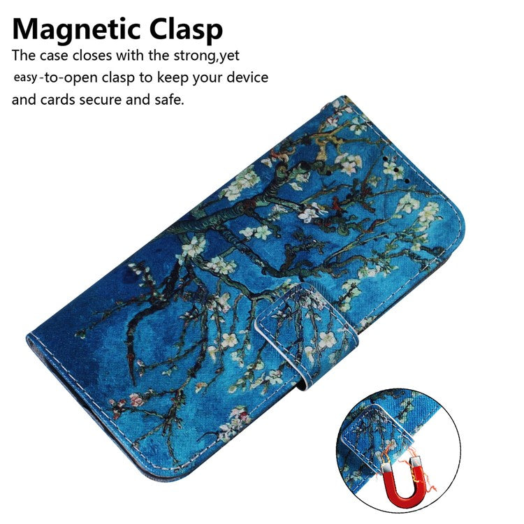 For Honor X40 5G / X9a 5G / Magic5 Lite 5G Pattern Printing Stand Cover Anti-drop PU Leather Wallet Phone Case - Apricot Flowers