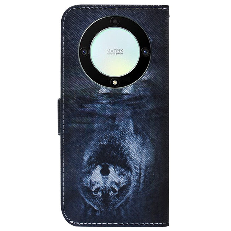 For Honor X40 5G / X9a 5G / Magic5 Lite 5G Pattern Printing Stand Cover Anti-drop PU Leather Wallet Phone Case - Dog and Wolf