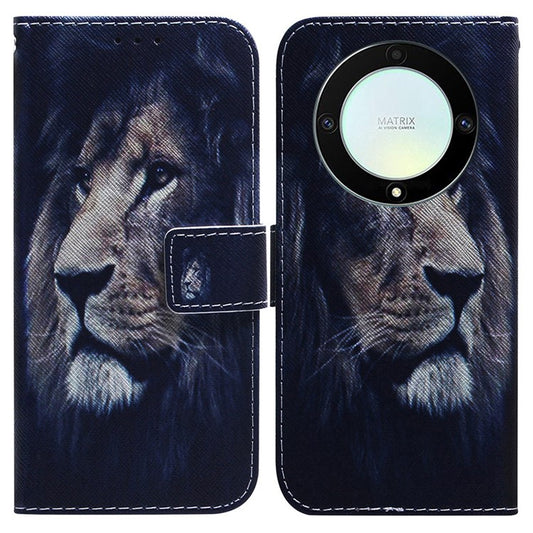 For Honor X40 5G / X9a 5G / Magic5 Lite 5G Pattern Printing Stand Cover Anti-drop PU Leather Wallet Phone Case - Lion
