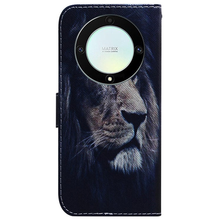 For Honor X40 5G / X9a 5G / Magic5 Lite 5G Pattern Printing Stand Cover Anti-drop PU Leather Wallet Phone Case - Lion