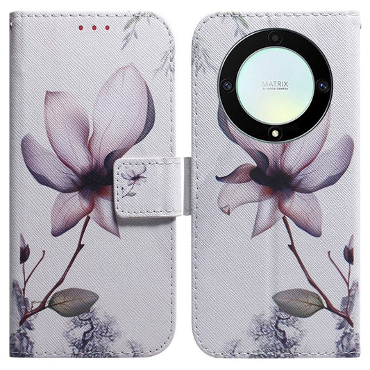 For Honor X40 5G / X9a 5G / Magic5 Lite 5G Pattern Printing Stand Cover Anti-drop PU Leather Wallet Phone Case - Pink Flower