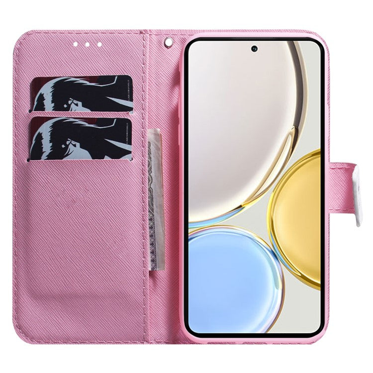 For Honor X40 5G / X9a 5G / Magic5 Lite 5G Pattern Printing Stand Cover Anti-drop PU Leather Wallet Phone Case - Pink Flower