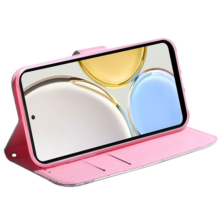 For Honor X40 5G / X9a 5G / Magic5 Lite 5G Pattern Printing Stand Cover Anti-drop PU Leather Wallet Phone Case - Pink Flower