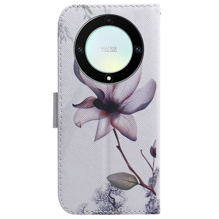 For Honor X40 5G / X9a 5G / Magic5 Lite 5G Pattern Printing Stand Cover Anti-drop PU Leather Wallet Phone Case - Pink Flower