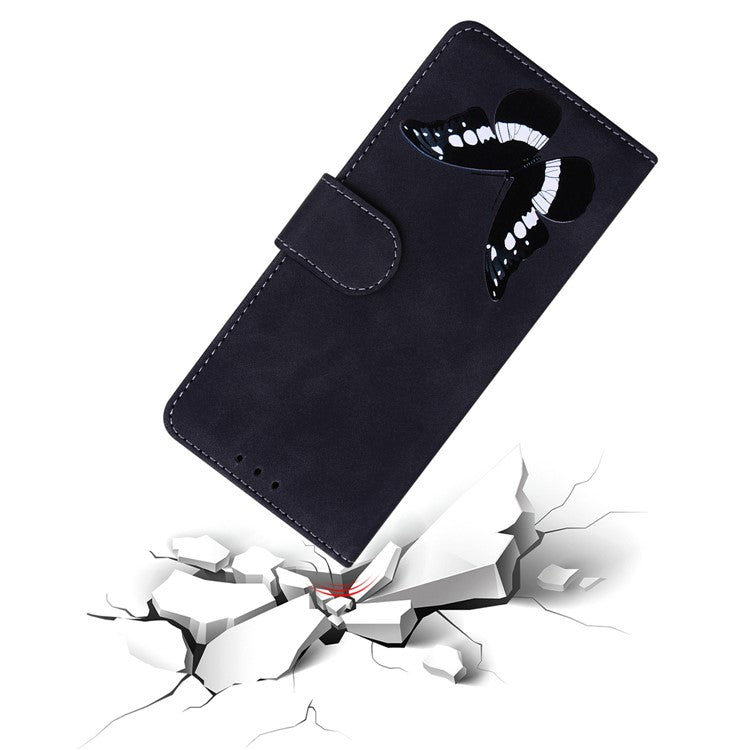 For Honor X40 5G / X9a 5G / Magic5 Lite 5G Butterfly Printing Full Protection Cover Leather Wallet Stand Phone Case - Black