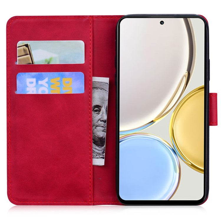 For Honor X40 5G / X9a 5G / Magic5 Lite 5G Butterfly Printing Full Protection Cover Leather Wallet Stand Phone Case - Red