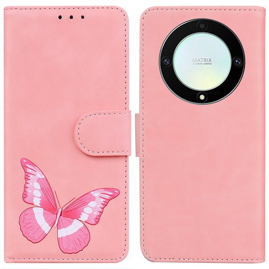 For Honor X40 5G / X9a 5G / Magic5 Lite 5G Butterfly Printing Full Protection Cover Leather Wallet Stand Phone Case - Pink