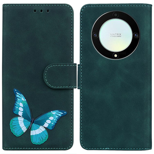 For Honor X40 5G / X9a 5G / Magic5 Lite 5G Butterfly Printing Full Protection Cover Leather Wallet Stand Phone Case - Green