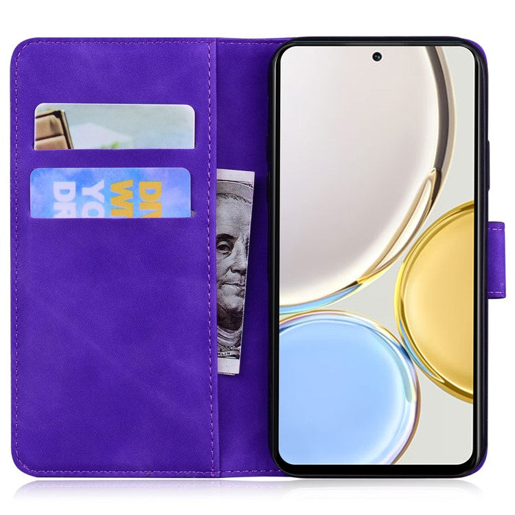 For Honor X40 5G / X9a 5G / Magic5 Lite 5G Butterfly Printing Full Protection Cover Leather Wallet Stand Phone Case - Purple