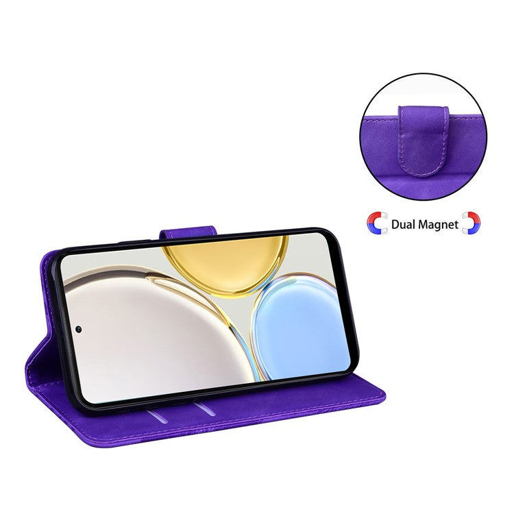 For Honor X40 5G / X9a 5G / Magic5 Lite 5G Butterfly Printing Full Protection Cover Leather Wallet Stand Phone Case - Purple