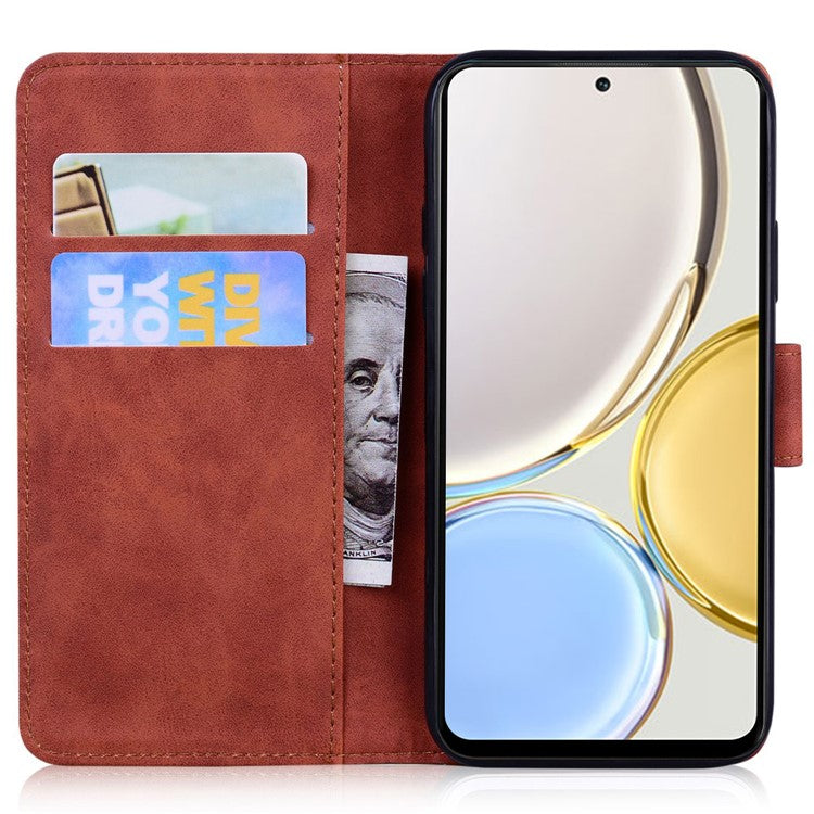 For Honor X40 5G / X9a 5G / Magic5 Lite 5G Butterfly Printing Full Protection Cover Leather Wallet Stand Phone Case - Brown