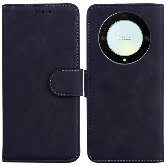 For Honor X40 5G / X9a 5G / Magic5 Lite 5G PU Leather Wallet Cover Solid Color Flip Stand Phone Case - Black