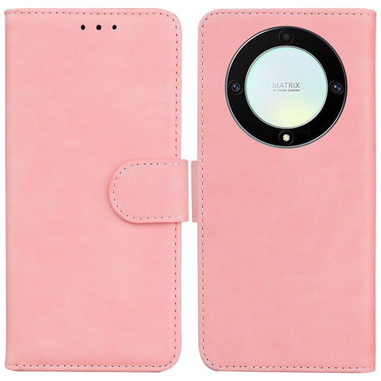 For Honor X40 5G / X9a 5G / Magic5 Lite 5G PU Leather Wallet Cover Solid Color Flip Stand Phone Case - Pink
