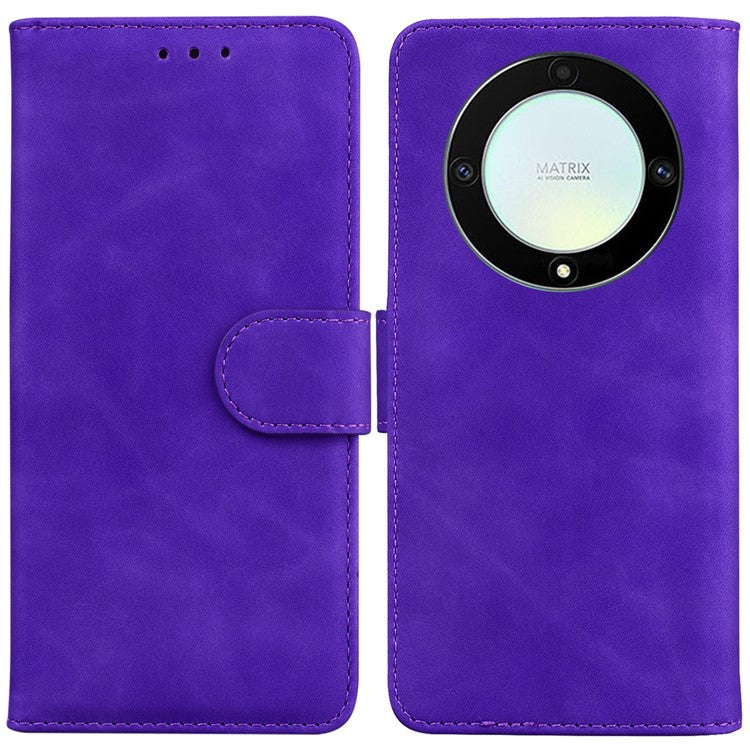 For Honor X40 5G / X9a 5G / Magic5 Lite 5G PU Leather Wallet Cover Solid Color Flip Stand Phone Case - Purple