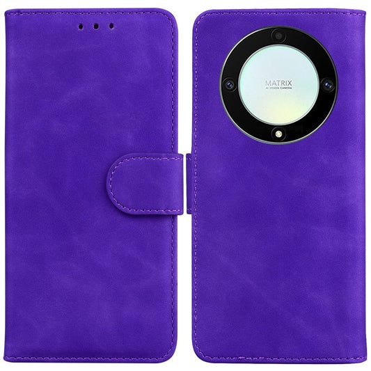 For Honor X40 5G / X9a 5G / Magic5 Lite 5G PU Leather Wallet Cover Solid Color Flip Stand Phone Case - Purple
