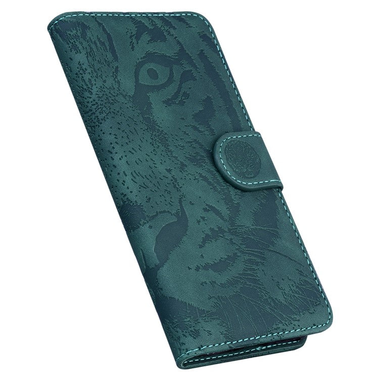 Flip Wallet Case for Honor X40 5G / X9a 5G / Magic5 Lite 5G , PU Leather Tiger Pattern Imprinted Stand Phone Cover - Green
