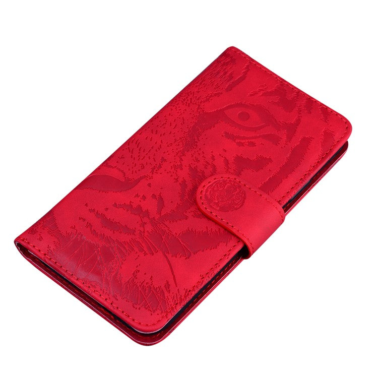 Flip Wallet Case for Honor X40 5G / X9a 5G / Magic5 Lite 5G , PU Leather Tiger Pattern Imprinted Stand Phone Cover - Red
