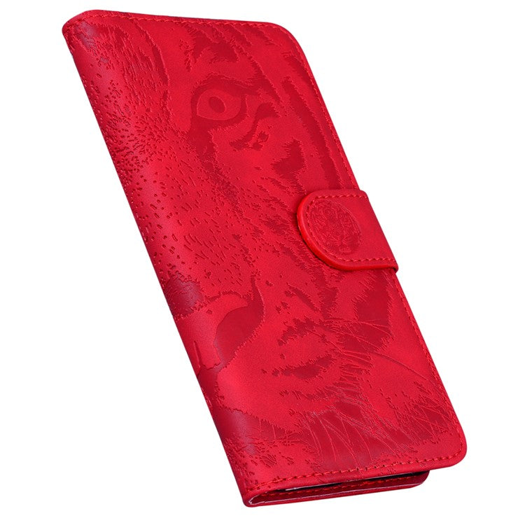 Flip Wallet Case for Honor X40 5G / X9a 5G / Magic5 Lite 5G , PU Leather Tiger Pattern Imprinted Stand Phone Cover - Red